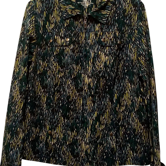 Chico's Zenergy, NWOT Multi Colored, Zipp Up Jacket W/ Two Front Pockets, Size 1 - Picture 3 of 14